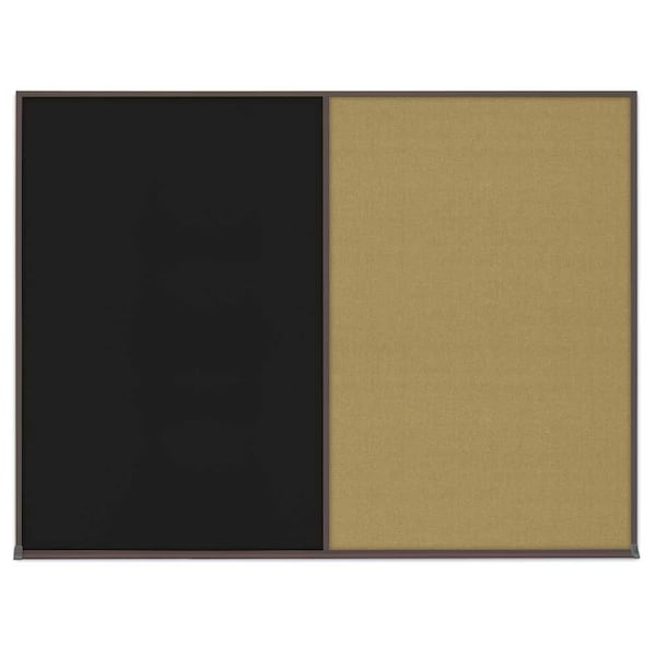 United Visual Products Triple Door Radius Corkboard, 72"X48", B UV80055-BLACK-BUFF - main